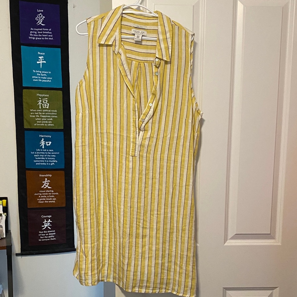 Rachel Zoe Yellow and White Linen Striped Blouse